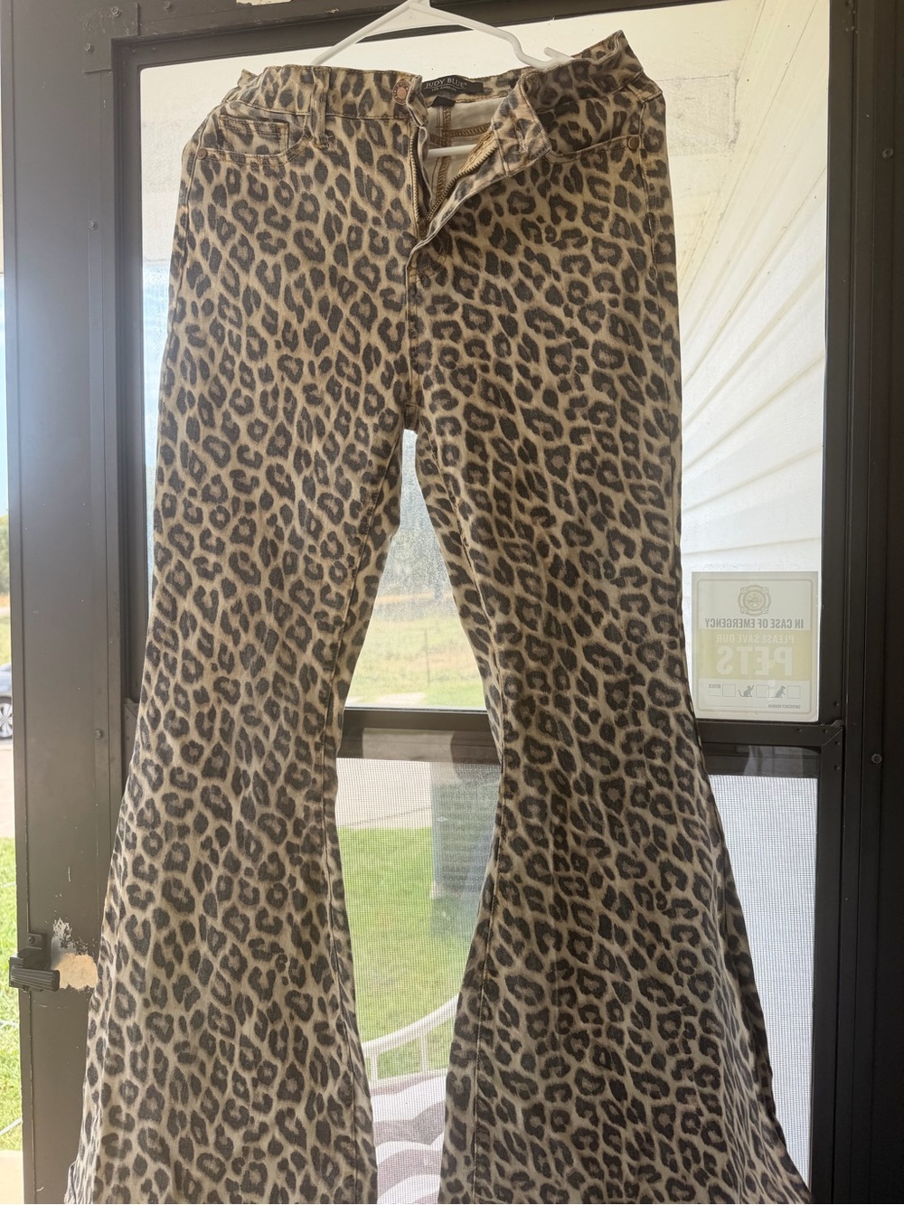 Judy Blue Girls Leopard Print Flared Jeans - Brown & Black